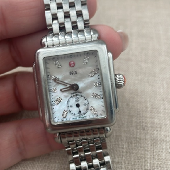 Michele Deco Stainless Watch with Diamond Inset Numerals - Picture 4 of 10